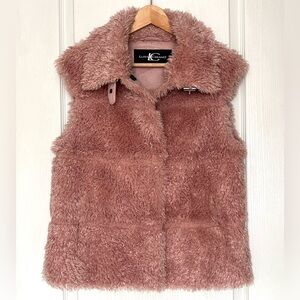 Luisa Cerano Pink Faux Fur Sherpa Vest Outerwear Luxury Teddy Barbiecore Mauve